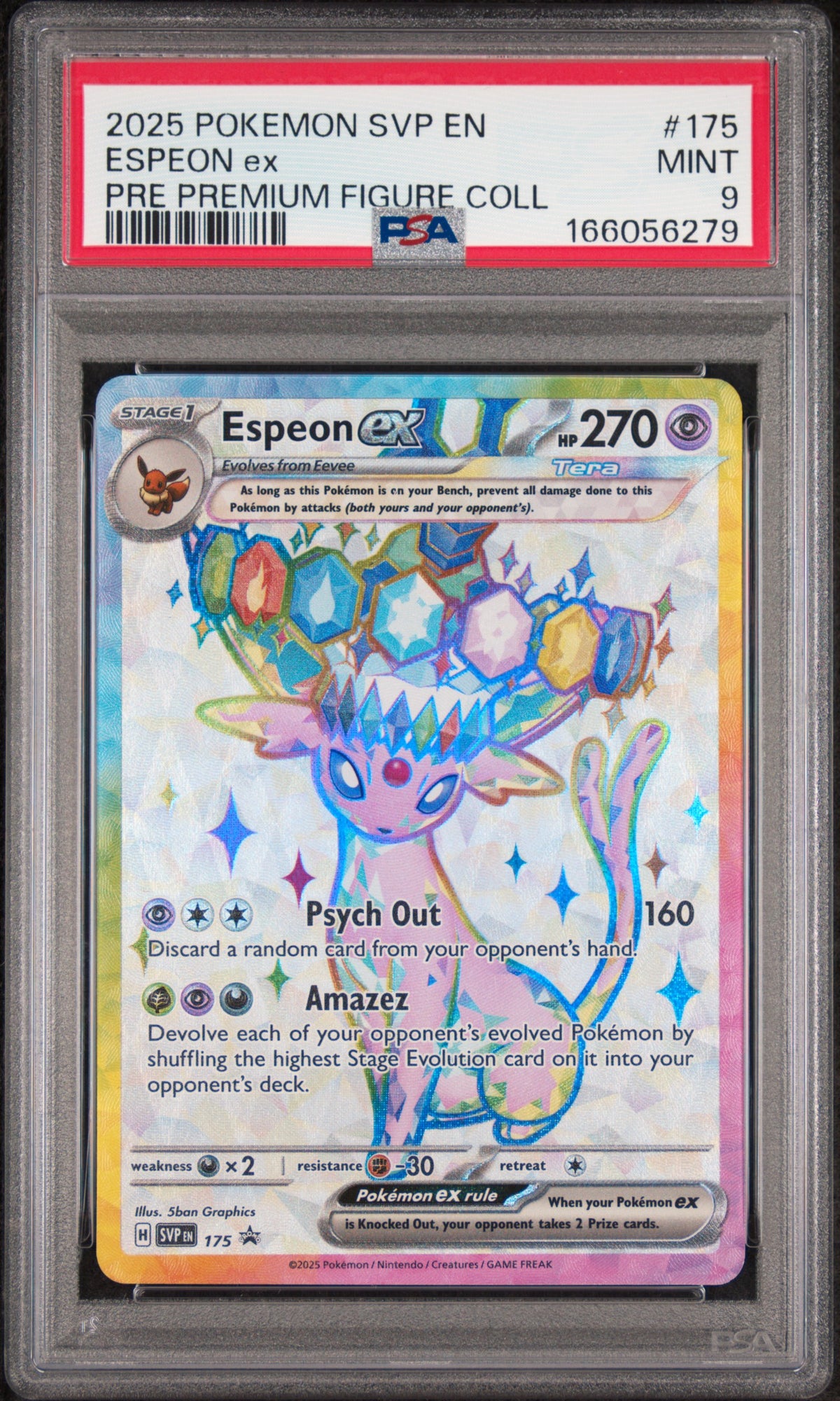 Espeon ex 175 & Umbreon ex 176 Prismatic Evolutions — PSA 9 Sequential Pair