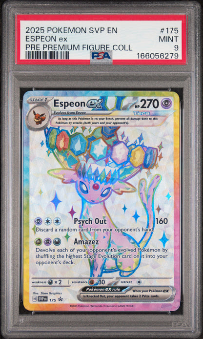 Espeon ex 175 & Umbreon ex 176 Prismatic Evolutions — PSA 9 Sequential Pair