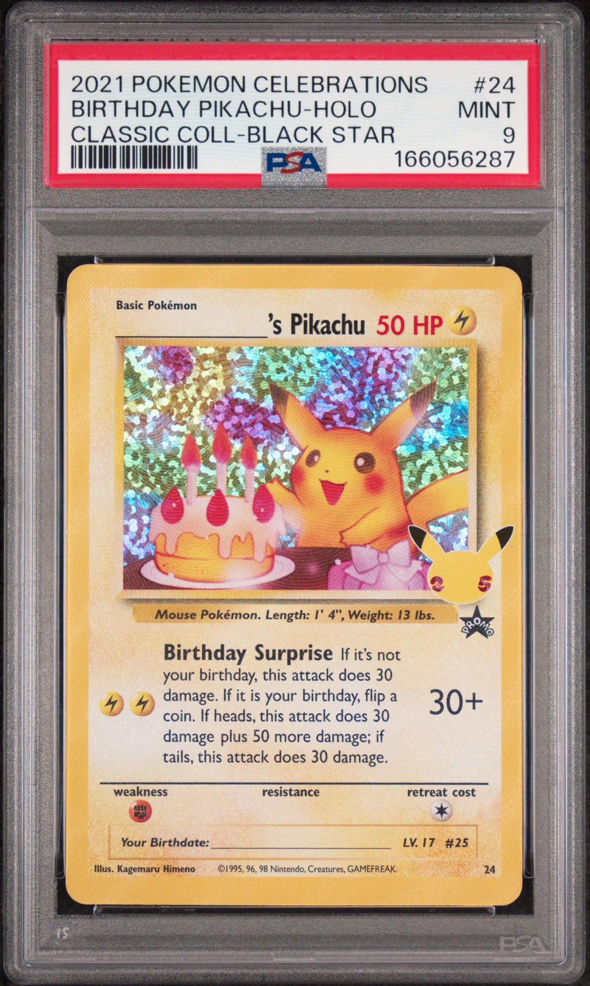 Birthday Pikachu 24 Celebrations Classic Collection — PSA 9