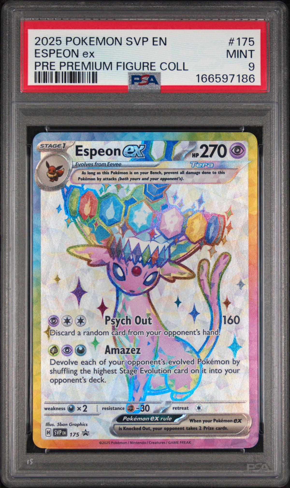 Espeon ex 175 & Umbreon ex 176 Prismatic Evolutions — PSA 9 Sequential Pair