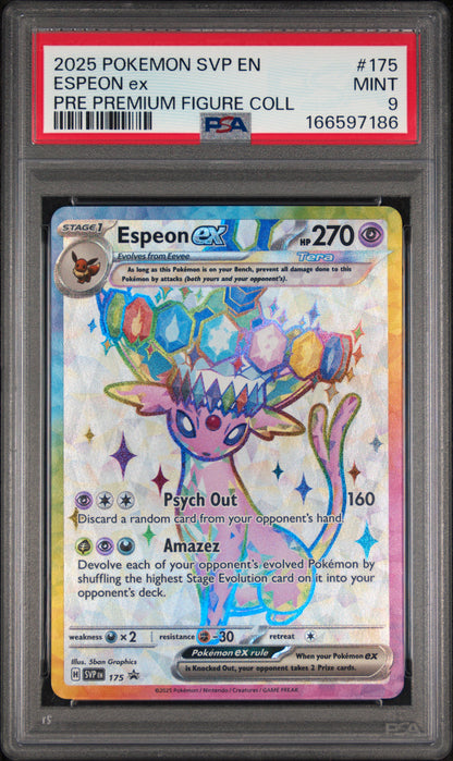 Espeon ex 175 & Umbreon ex 176 Prismatic Evolutions — PSA 9 Sequential Pair