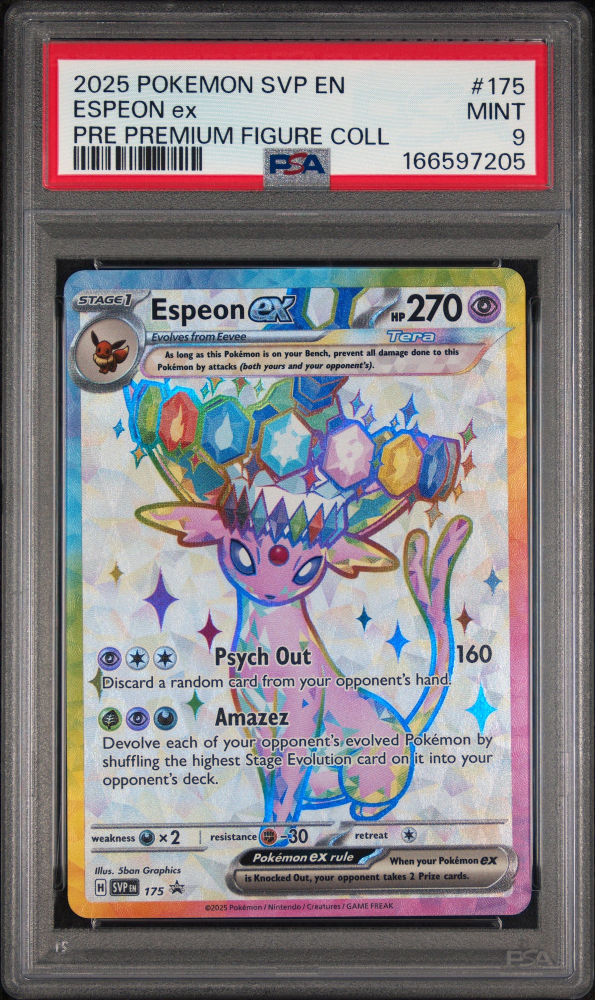 Espeon ex 175 & Umbreon ex 176 Prismatic Evolutions — PSA 9 Sequential Pair